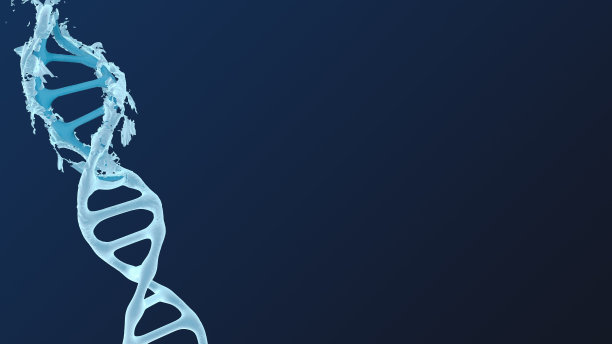 深蓝色背景上的DNA分子的3D渲染图图片下载
