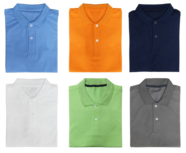 模型t恤彩色收集孤立的白色背景与裁剪路径图片下载