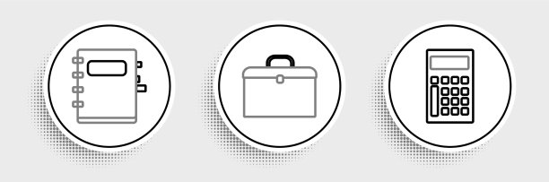 设置行计算器笔记本和公文包图标图片下载