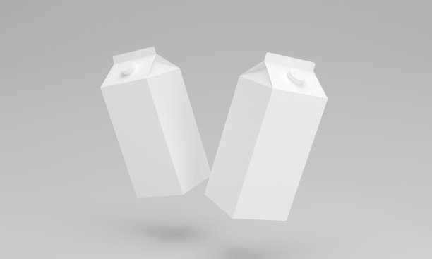 灰色背景下的白色牛奶包装的3D渲染图片下载