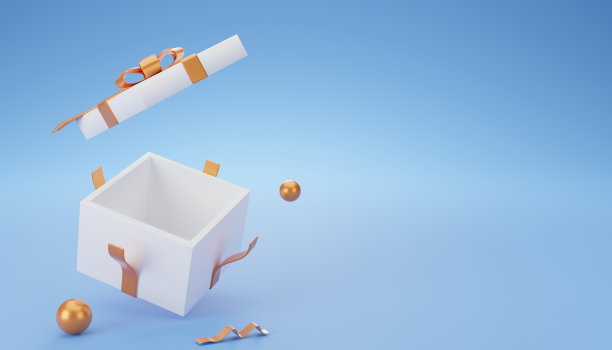 空白礼盒与金丝带图片下载