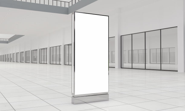 现代空图腾，亭，数字标牌，3d渲染图片下载