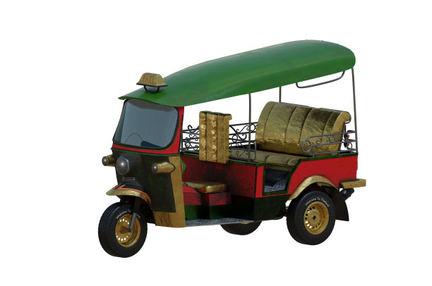 3D插图，3D渲染。透视图。泰国本地三轮出租车，泰国嘟嘟车，亚洲，曼谷，泰国圣诞，新年假期旅游概念图片下载
