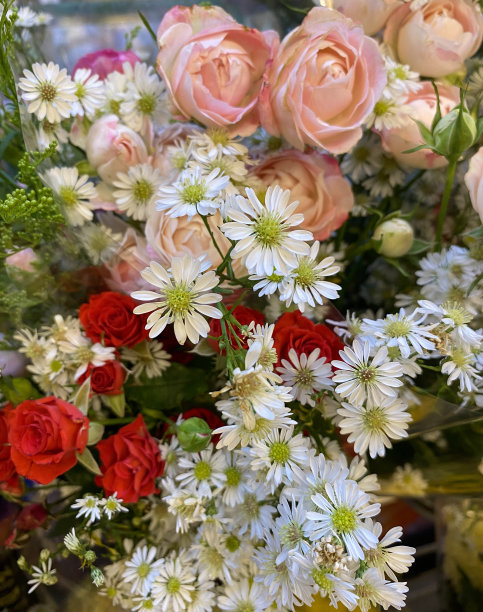 用塑料制成的装饰用的花。图片下载