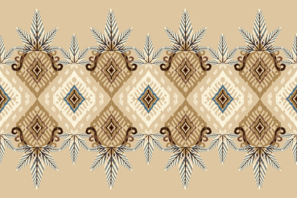 美丽的印度伊卡特花涡纹图案。图片下载