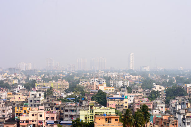 加尔各答的欢乐城市天际线。印度城市景观。建筑商务旅游旅游中心城市。加尔各答，西孟加拉邦，印度，南亚太平洋图片下载
