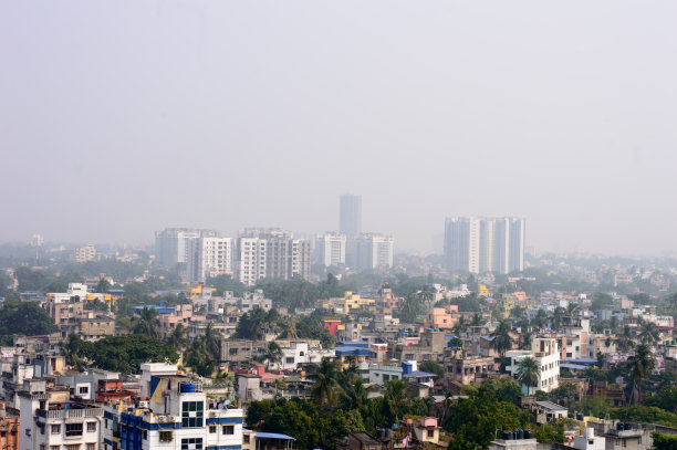 加尔各答的欢乐城市天际线。印度城市景观。建筑商务旅游旅游中心城市。加尔各答，西孟加拉邦，印度，南亚太平洋图片下载