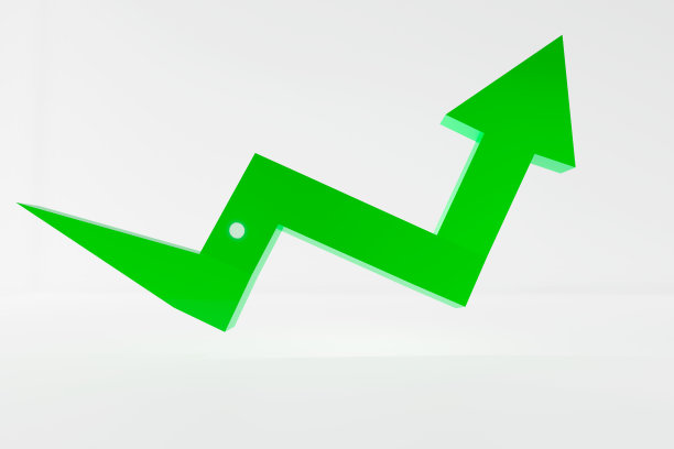 经济扩张。绿色箭头表示经济增长。白色背景。图片下载