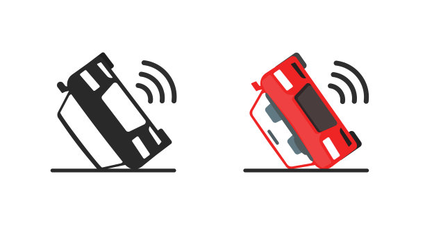 汽车车辆事故报警系统检测图标矢量或自动自动sos安全信号呼叫报警汽车碰撞碰撞探测器图形为仪表板ui象形图设计图像图片下载