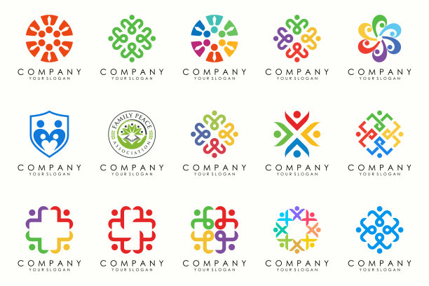 人，社区，团队，创意中心，社会连接标志图标集合。图片下载