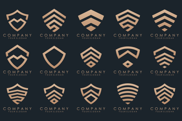 创意盾标志和图标集。矢量标志设计模板。图片下载