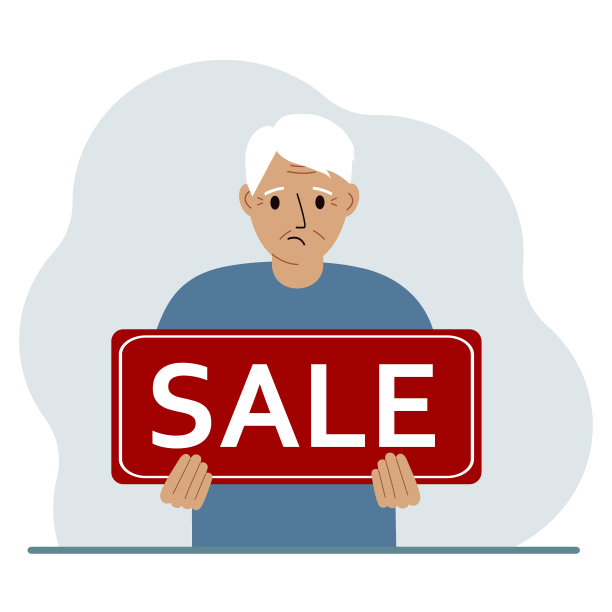 一个男人手里拿着一个大牌子，上面写着SALE。图片下载