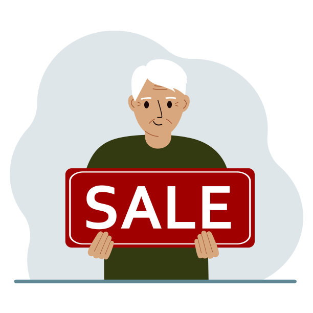 一个男人手里拿着一个大牌子，上面写着SALE。图片下载