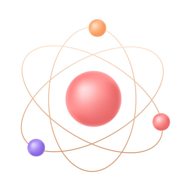 原子与电子在圆形轨道围绕原子核三维图标图片下载