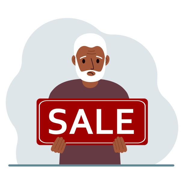 一个男人手里拿着一个大牌子，上面写着SALE。图片下载
