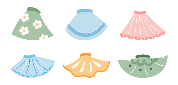 不同的彩色裙子为女性矢量插图集图片下载