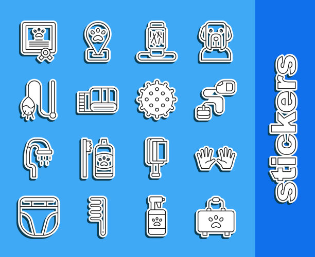 设置线宠物急救箱医用橡胶手套图片下载