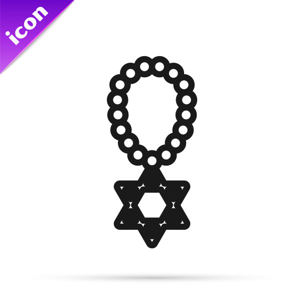 黑色线星大卫项链上的链图标图片下载