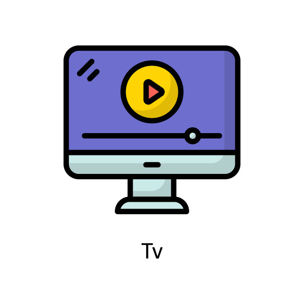 电视矢量填充轮廓图标设计插图。清洁标志在白色背景EPS 10文件图片下载