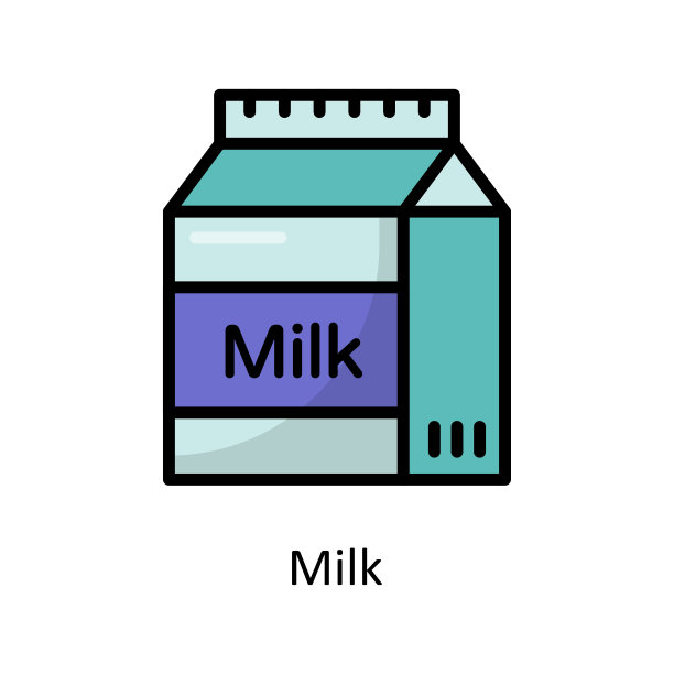 牛奶矢量填充轮廓图标设计插图。清洁标志在白色背景EPS 10文件图片下载