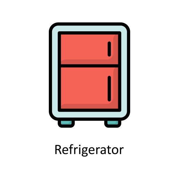 冰箱矢量填充轮廓图标设计插图。清洁标志在白色背景EPS 10文件图片下载