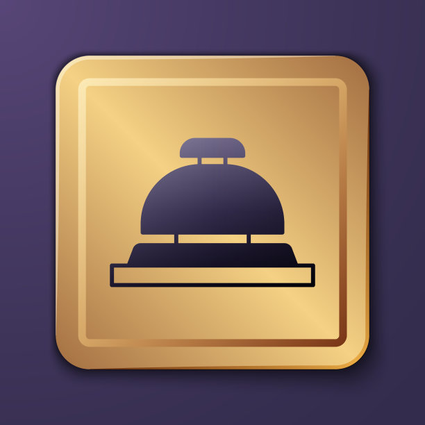 紫色酒店的服务钟图标孤立在紫色上图片下载