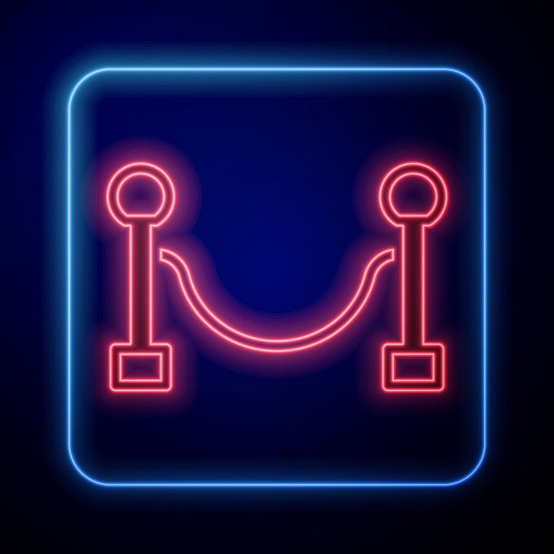 发光的霓虹灯绳子屏障图标隔离在黑色图片下载