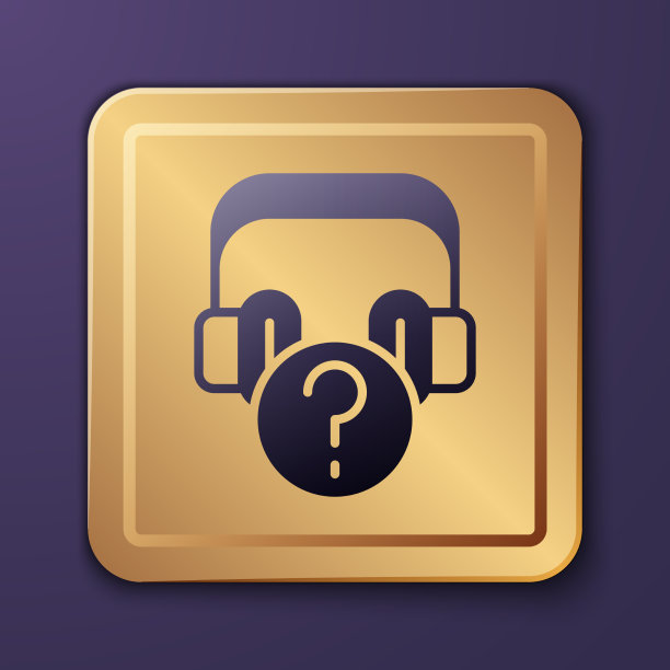 紫色耳机与问题图标隔离图片下载