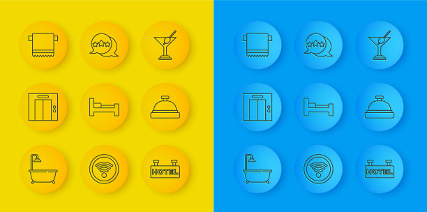 设置线浴缸与淋浴电梯酒店房间床图片下载