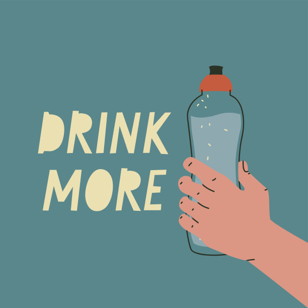 喝更多的水。可重复使用的水瓶。励志标语。图片下载