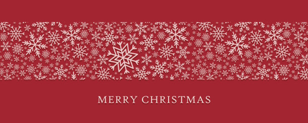 圣诞贺卡，矩形雪花，红色背景，矢量插图图片下载