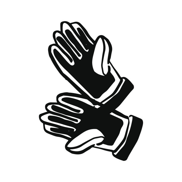 手套涂鸦艺术。花园集合。黑白背景。图片下载