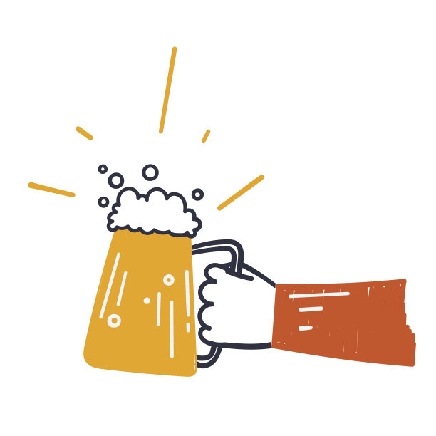 手绘涂鸦手捧啤酒插图矢量图片下载