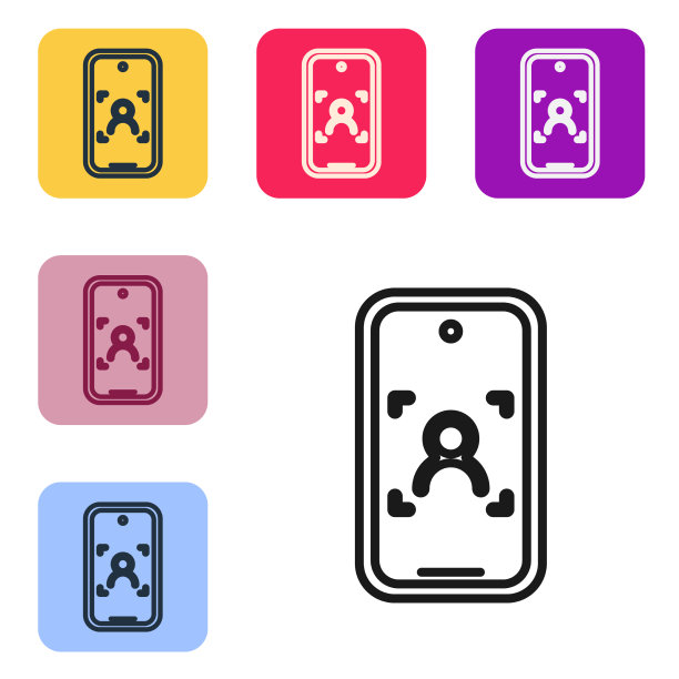 黑线手机和人脸识别图标图片下载