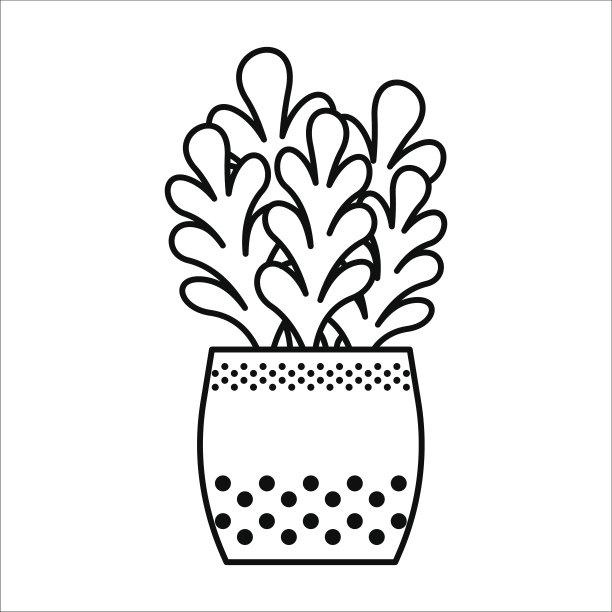 线性矢量多肉图标。室内植物的孤立轮廓图图片下载