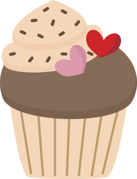 可爱的纸杯蛋糕孤立在白色背景矢量插图。图片下载