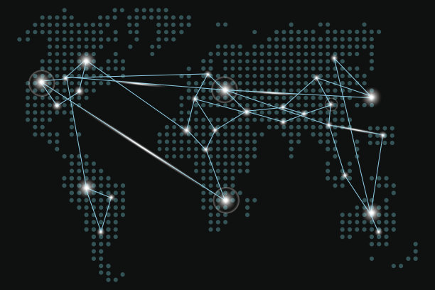 世界地图霓虹灯连接。互联网通信。矢量插图。股票的形象。图片下载