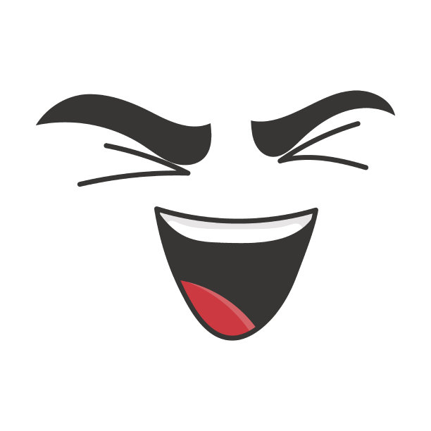 表情的笑声和有趣的卡通面部矢量插画。可爱的，有趣的，生气的，快乐的，微笑的有眼睛和嘴的漫画脸图片下载