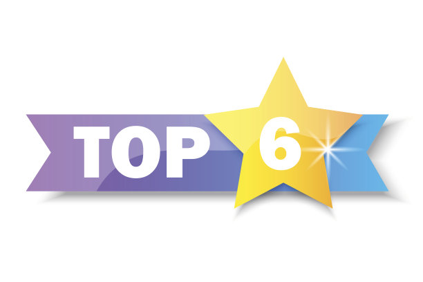 排名前6的横幅。黄金之星。销售标签。经营理念。标志模板。矢量插图。股票的形象。图片下载