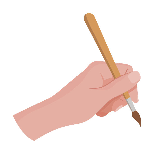 手持艺术画笔用于绘画，书写和绘制工具矢量插图。右臂和左臂与学校用品隔离在白色背景图片下载