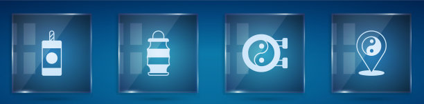 设烟花中国纸灯笼阴阳图片下载