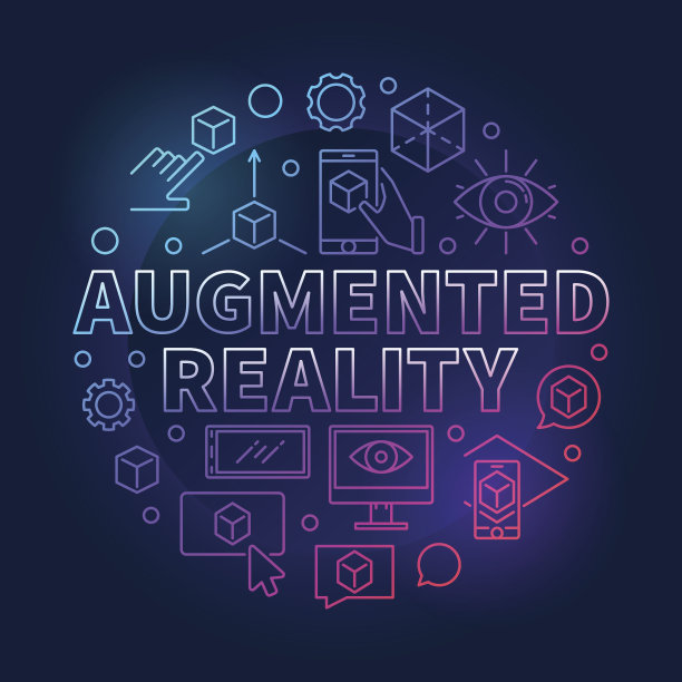 增强现实圆形彩色矢量线插图图片下载