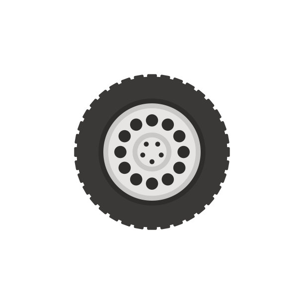 平面卡车车轮矢量图标或标志元素图片下载