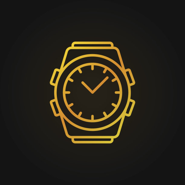 黄金腕表线图标-矢量腕表线性标志图片下载