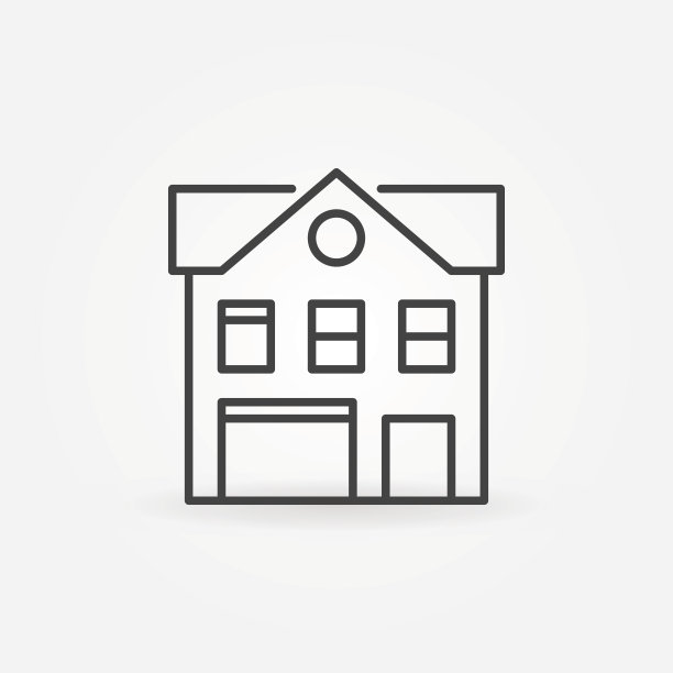 房子与车库线图标图片下载