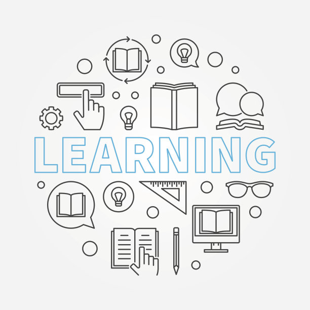 学习细线风格的矢量圆插图图片下载