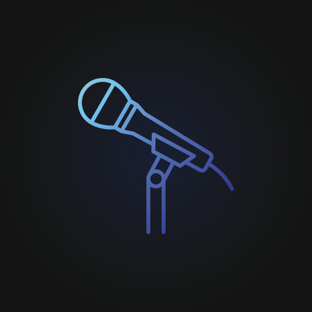 麦克风上的支架矢量蓝线图标或符号图片下载