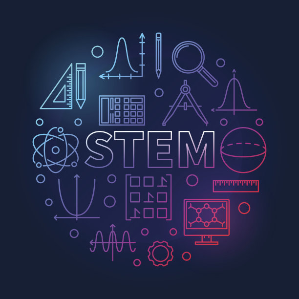 STEM圆形彩色矢量插图的轮廓风格图片下载