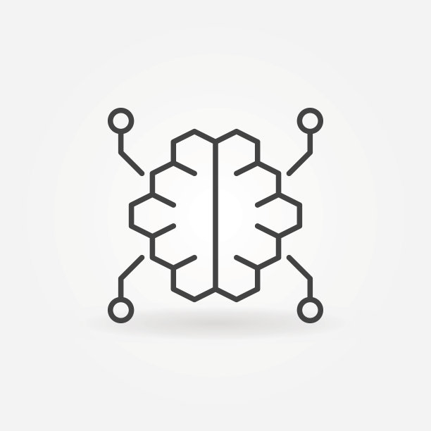 数字大脑矢量轮廓图标在细线风格图片下载