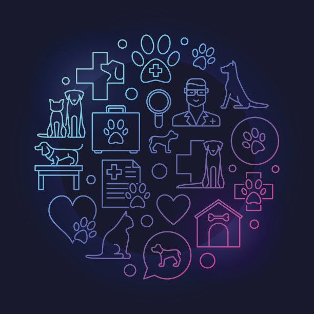 兽医院五颜六色的圆形插图图片下载